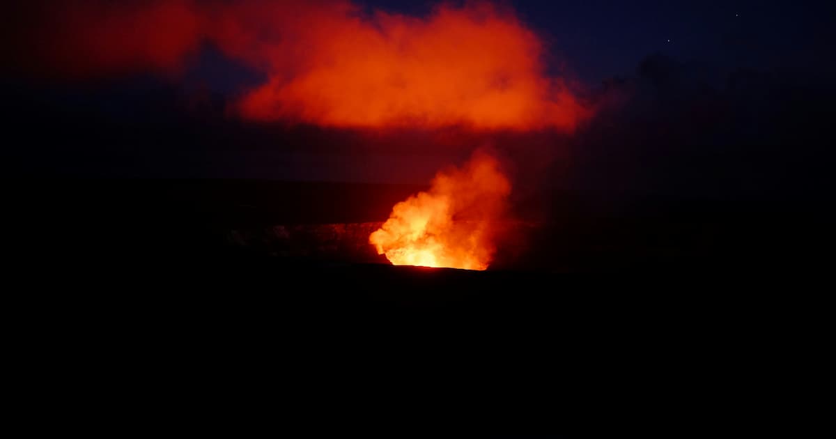 Žhavá láva sopky Kīlauea na Big Islandu na Havaji