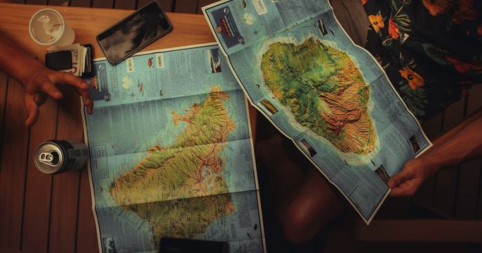 Mapa havajských ostrovů a přelety mezi nimi